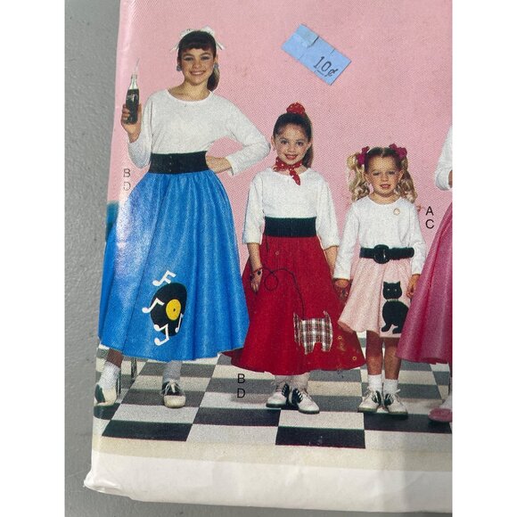 Butterick 4113 Girls Poodle Skirt Costume Pattern All Sizes Included Vintage CUT - Picture 3 of 7